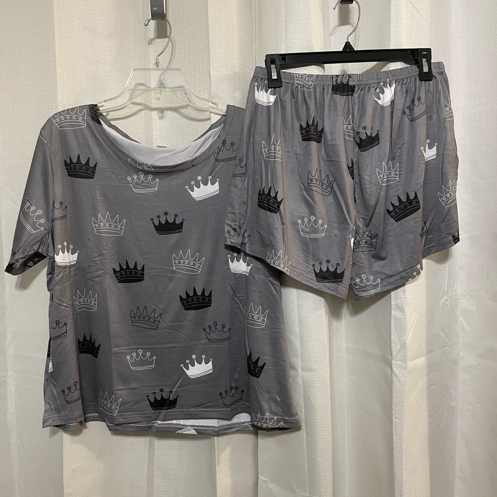 SHEIN Gray Princess Pajama Set Shorts Size‎ XL New without tags